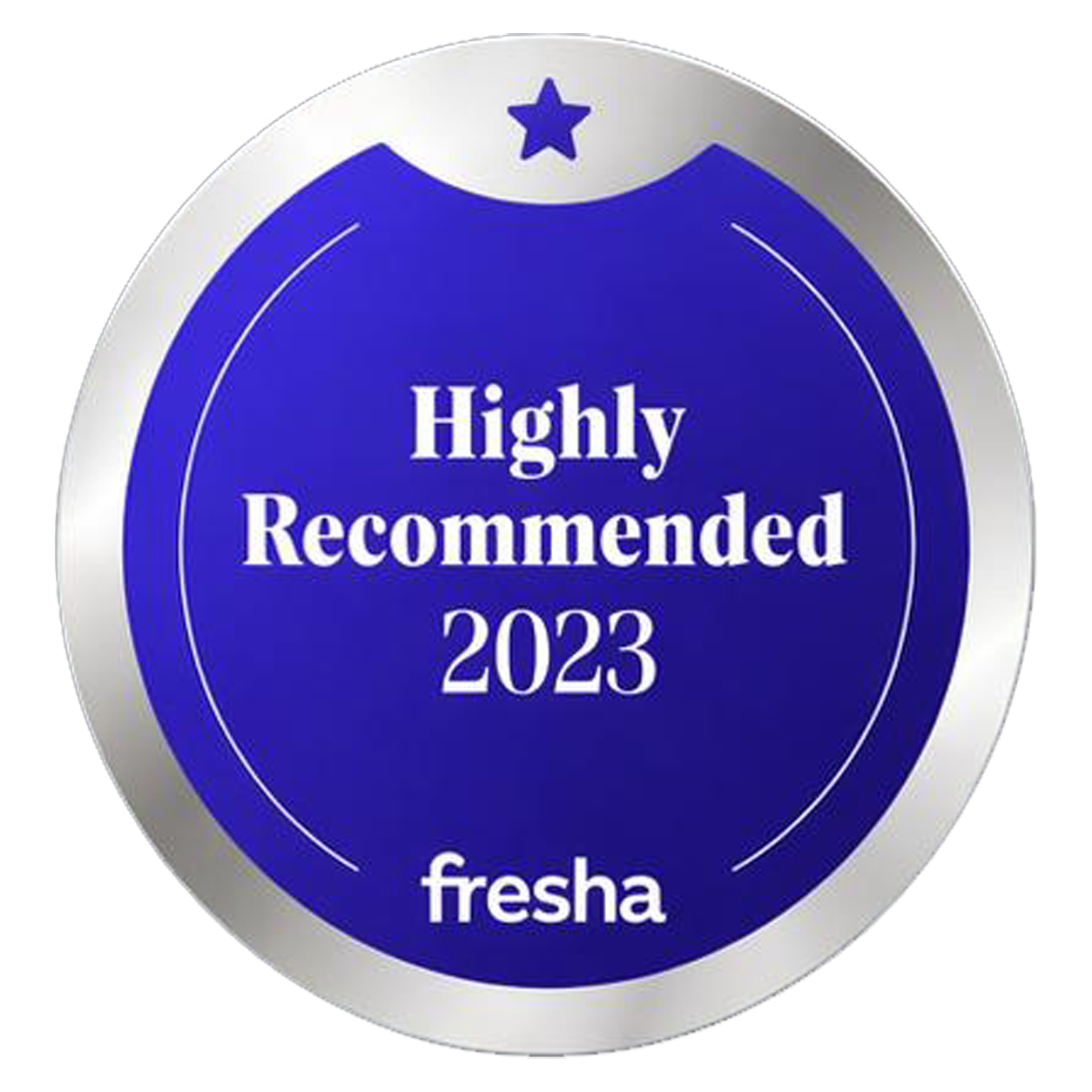 Fresha Highly Recommended 2023 award badge